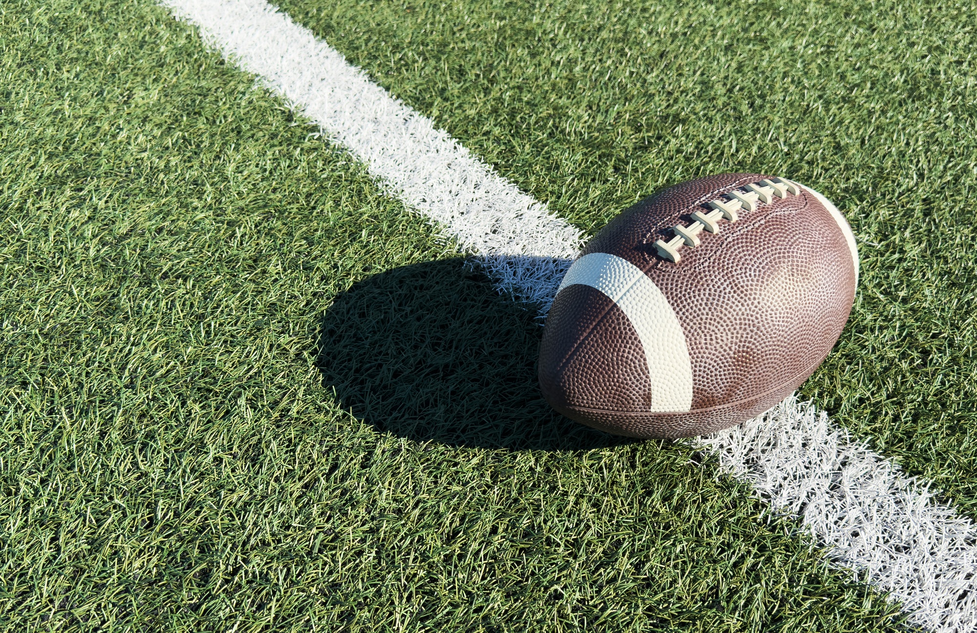 Rugby ball on green field